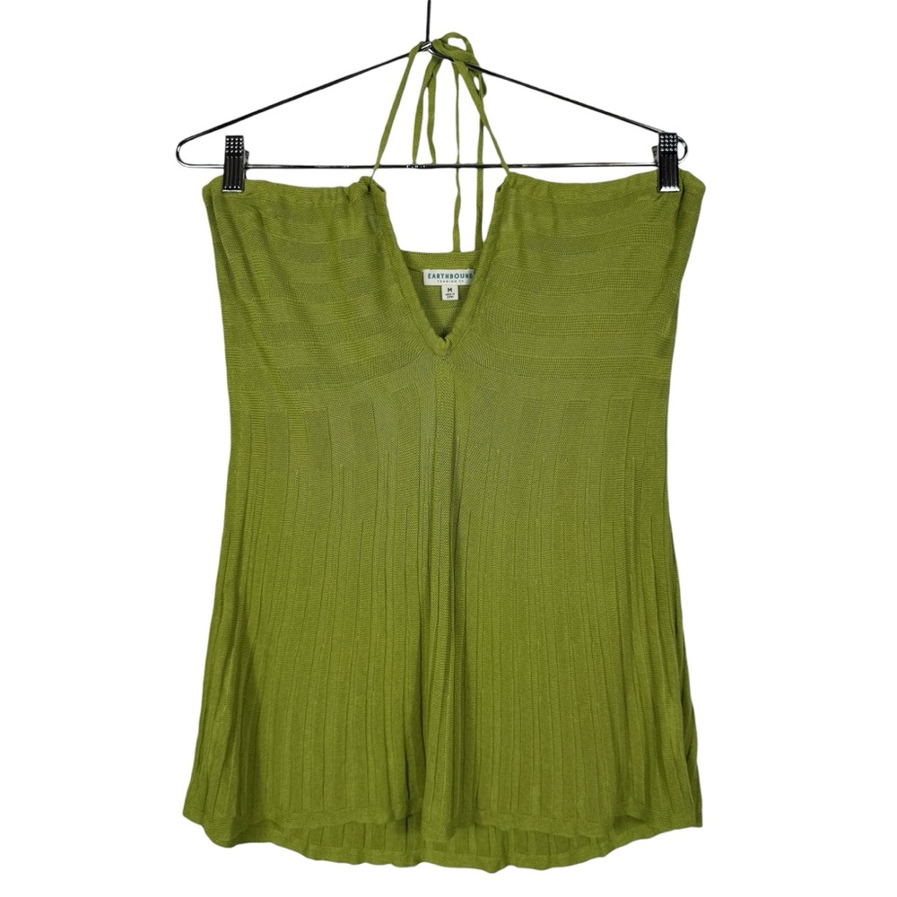 EARTHBOUND Olive Green Halter Knit Tank Top